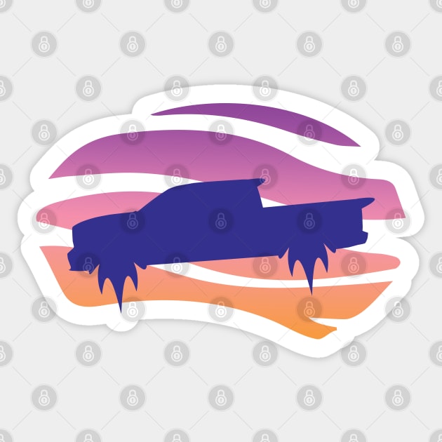 Retro wave flying pickup truck Sticker by mfz